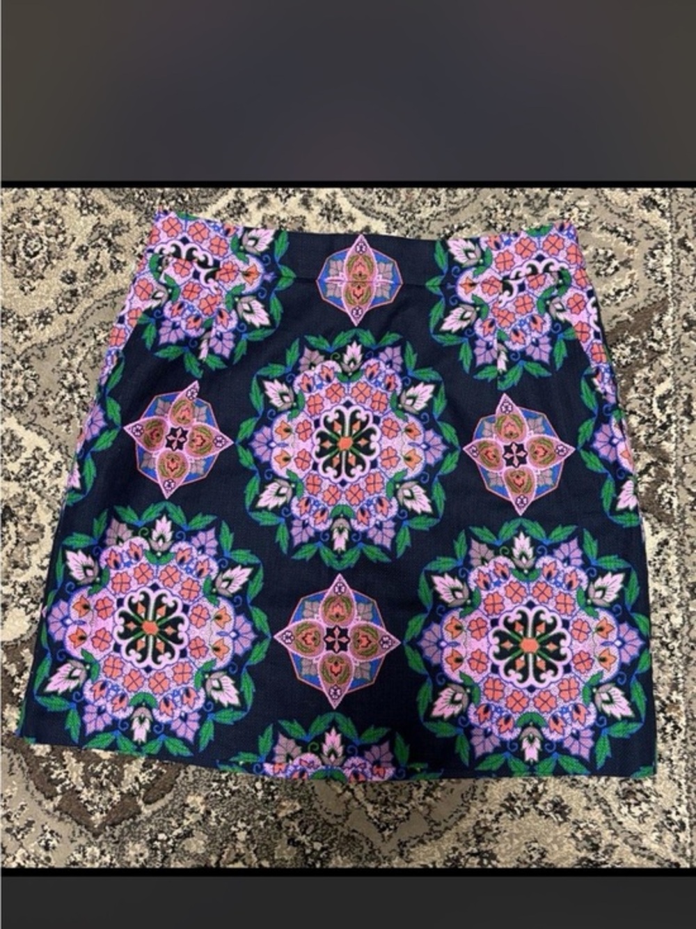 J.CREW Floral Medallion Mini Skirt in Navy and Purple